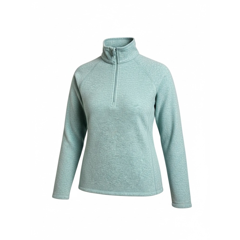 Eddie Bauer Womens Large Mint Green Heathered Fleece Quarter Zip Pullover L